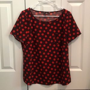 Lands End Canvas Polka Dot Top Sz 14